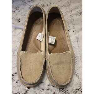 Faded Glory Shoes Womens 8 Casual Slip On Espadrilles Loafer Flats Beige Fabric